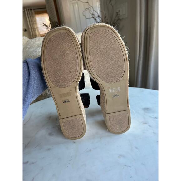 NWOT American Eagle Black Suede Chunky Jute Platform Wedge Sandals - Picture 6 of 8